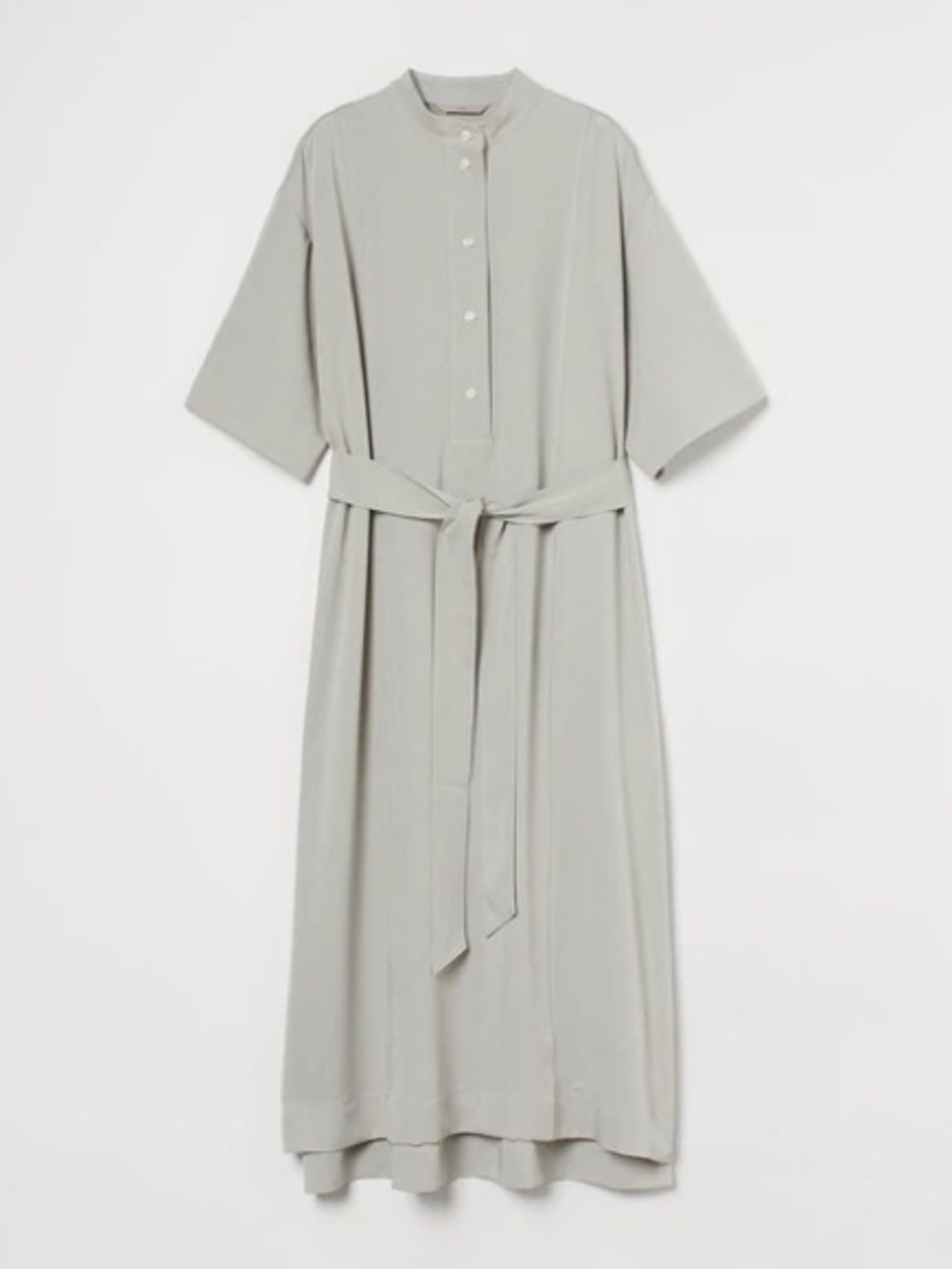 H&M Minimal Belted Shirt Oversized Dress Light Gray Womens Size S